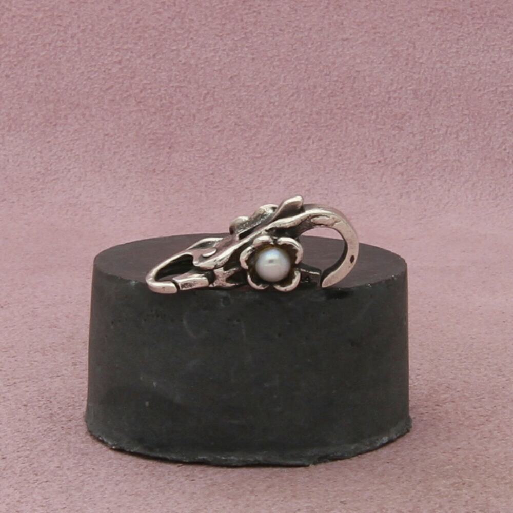trollbeads sterling silver pearl flower double-ended retired bracelet lock clasp